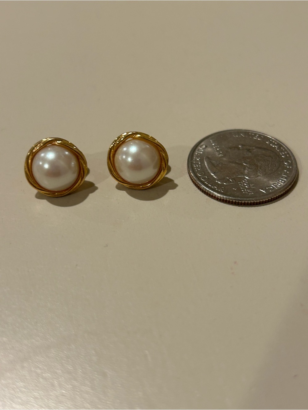 Gold-Tone Pearl Button clip on Earrings - Classic Women Jewelry